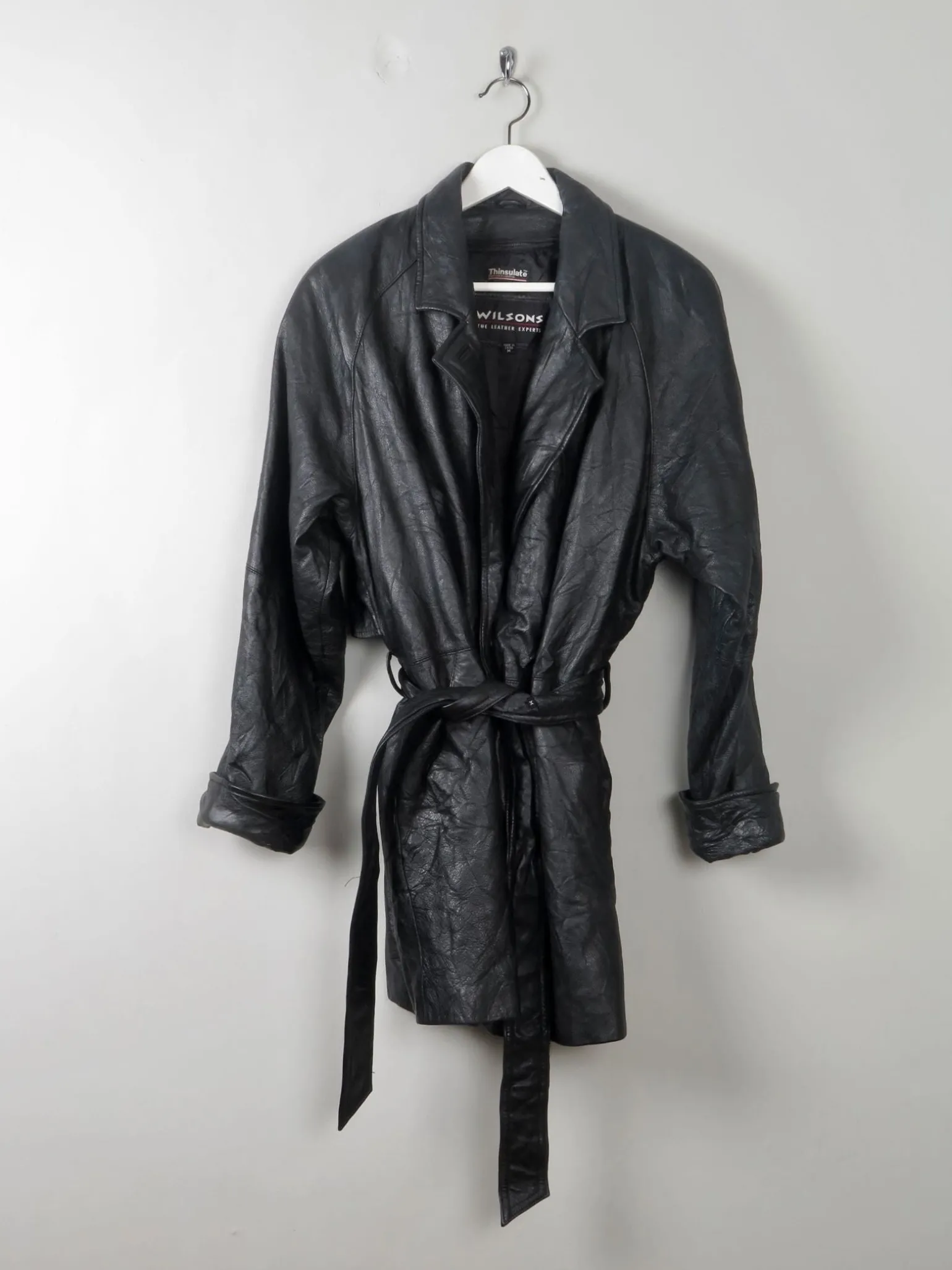 Women's Vintage Black Leather Short Coat M