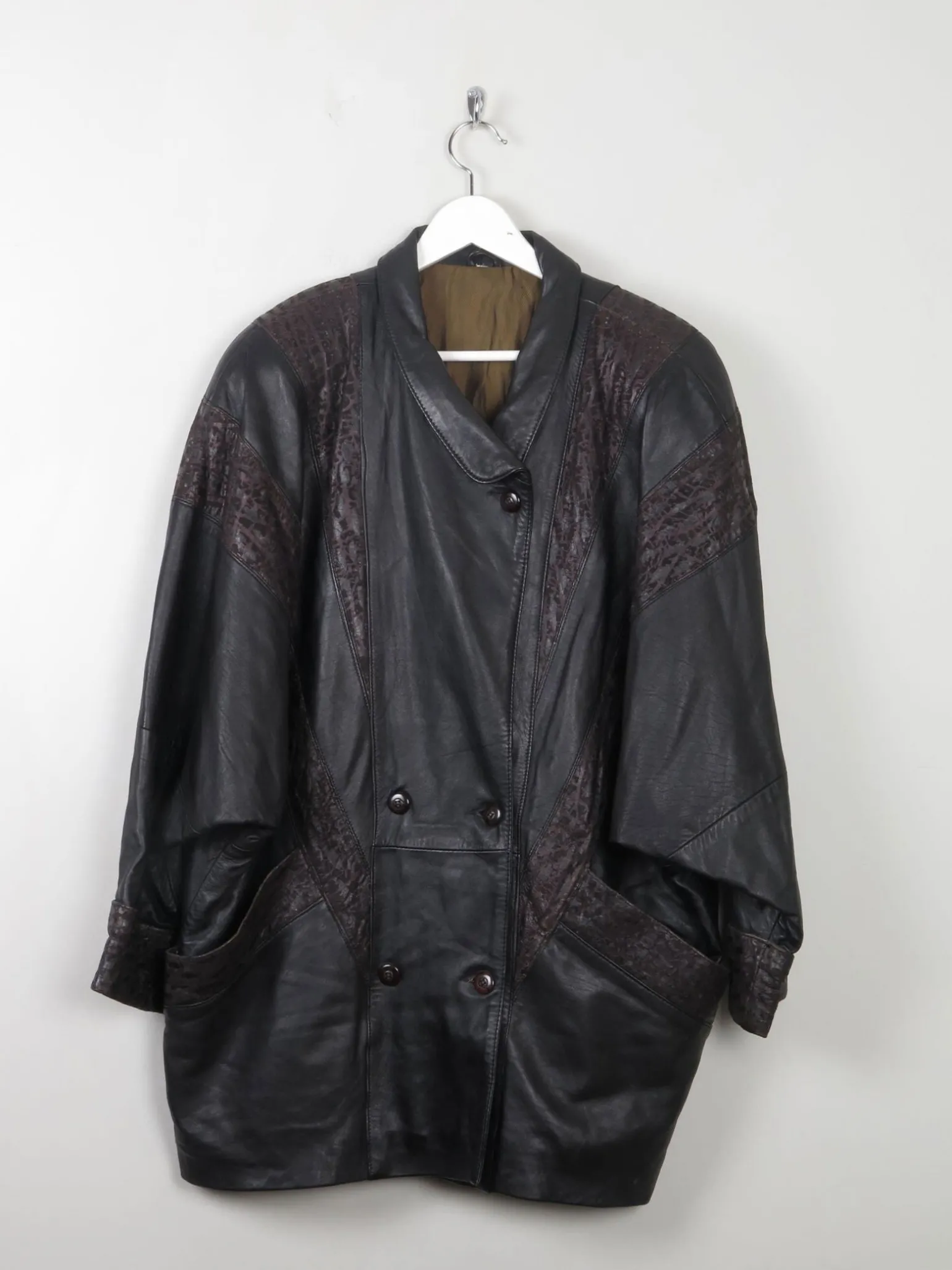 Women's Vintage Black Leather 80s Jacket L