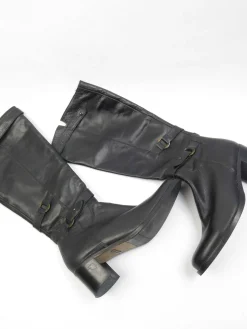 Women’s Vintage Black Leather Tommy Hilfiger Boots 7 UK 40 Eu