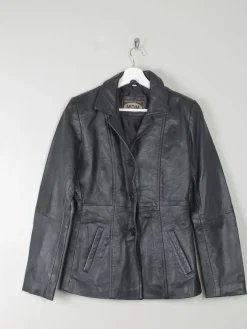 Women's Vintage Black Leather Jacket XS