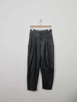 Women's Vintage Black Leather Trousers 30" W