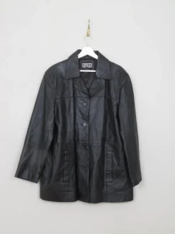 Women's Vintage Black Leather Jacket L/XL