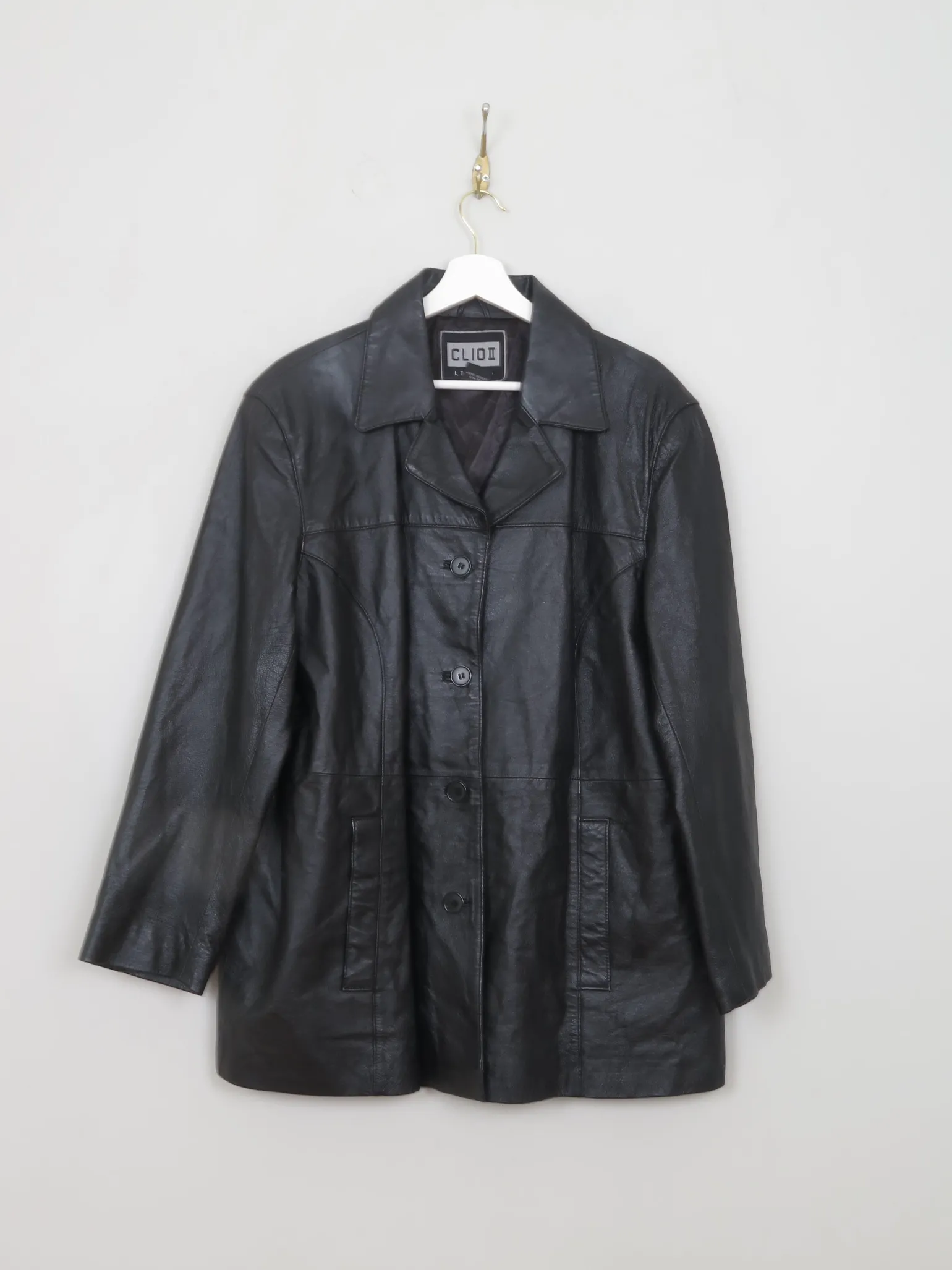 Women's Vintage Black Leather Jacket L/XL