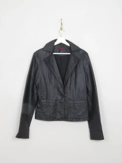 Women's Vintage Black Leather Jacket S/M