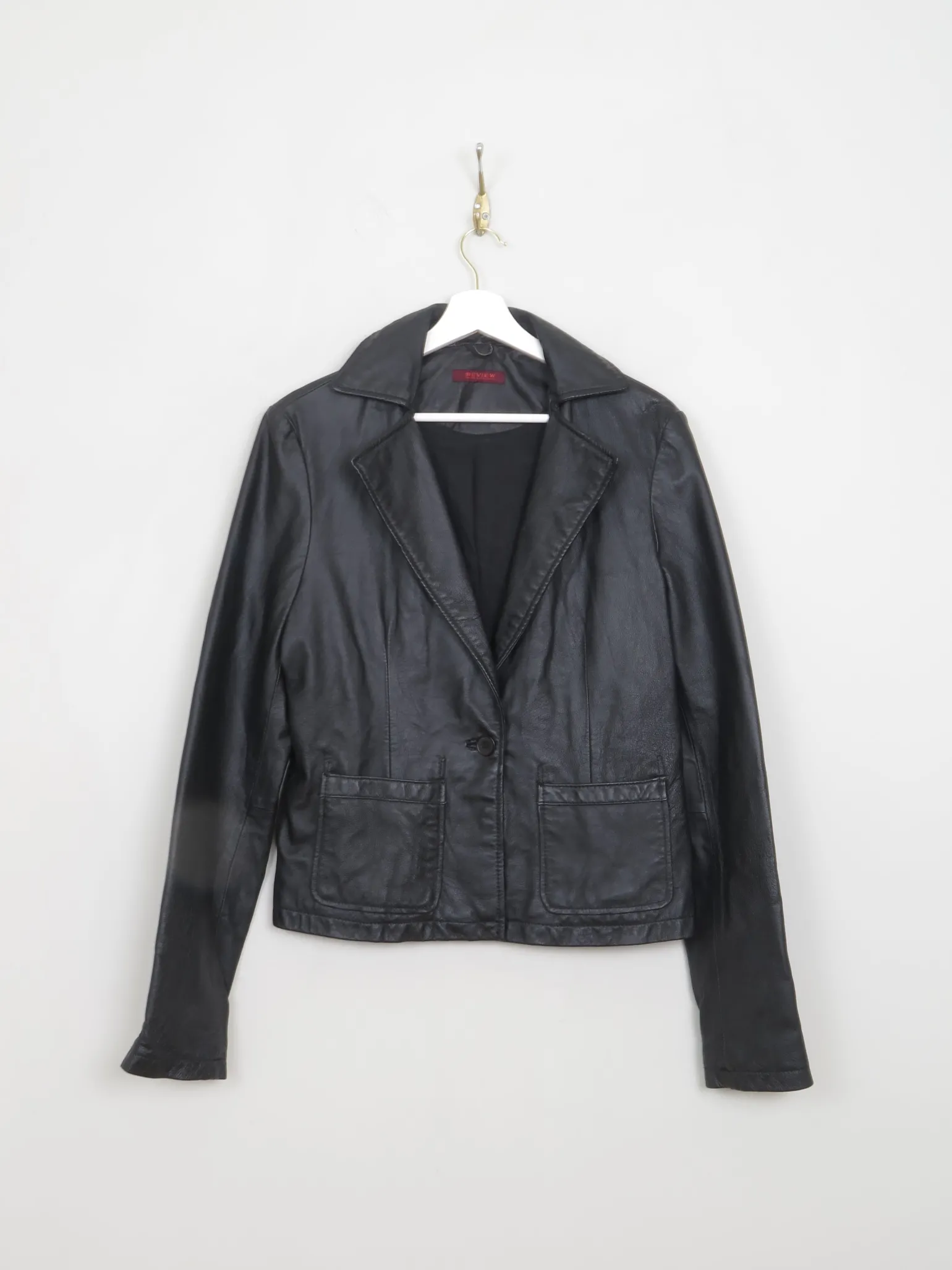 Women's Vintage Black Leather Jacket S/M