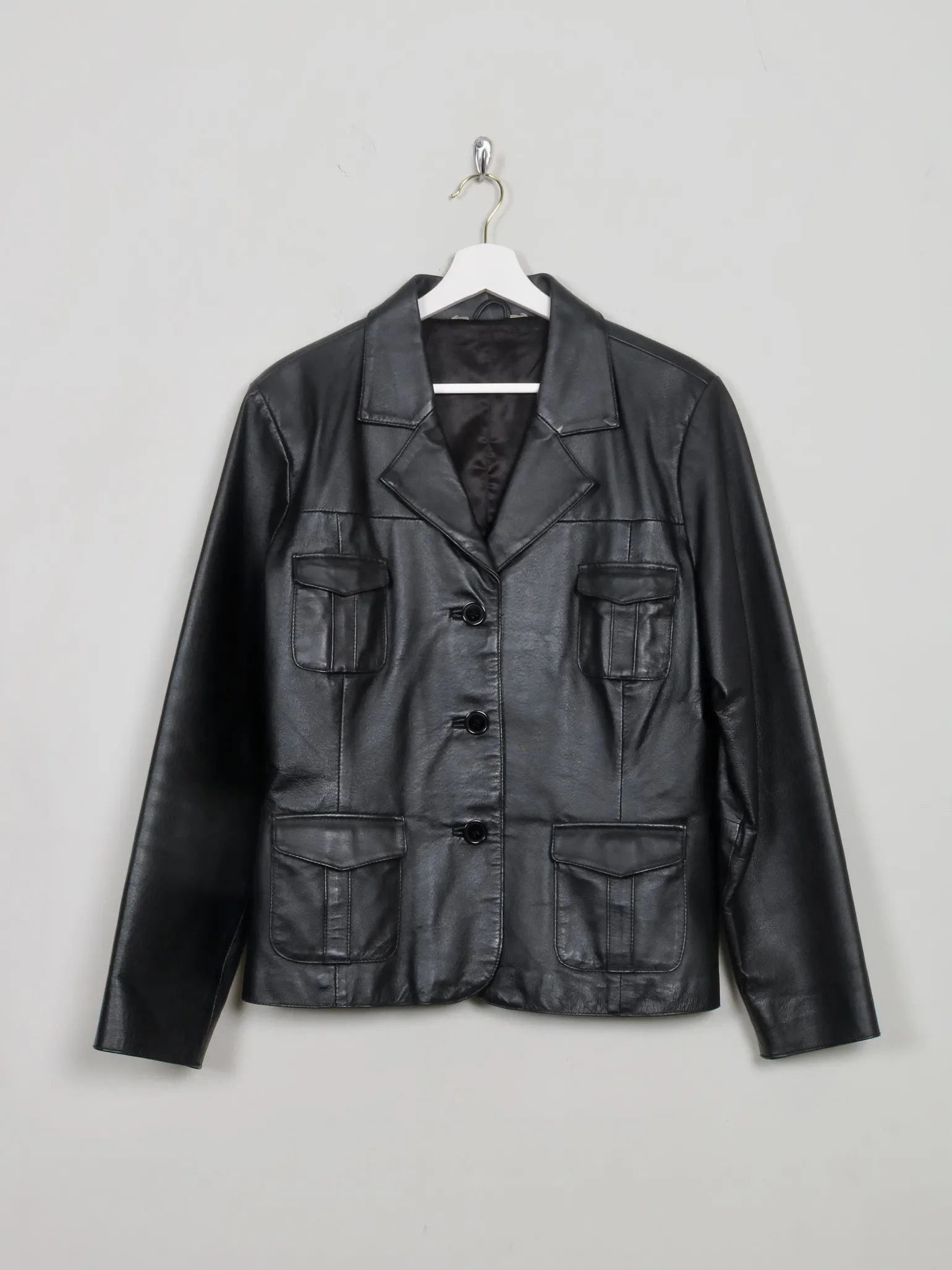 Women's Vintage Black Leather Jacket M