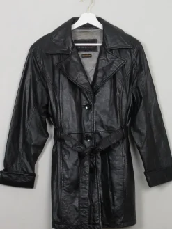 Women's Vintage Black Leather Short Coat S/M