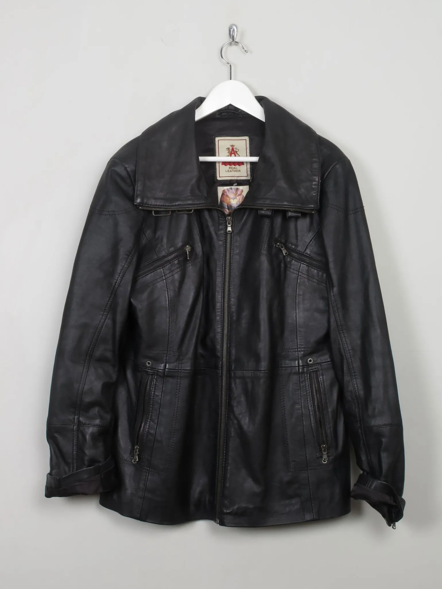 Women's Vintage Black Leather Jacket M/L