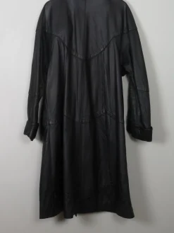 Women's Vintage Black Leather Coat XL
