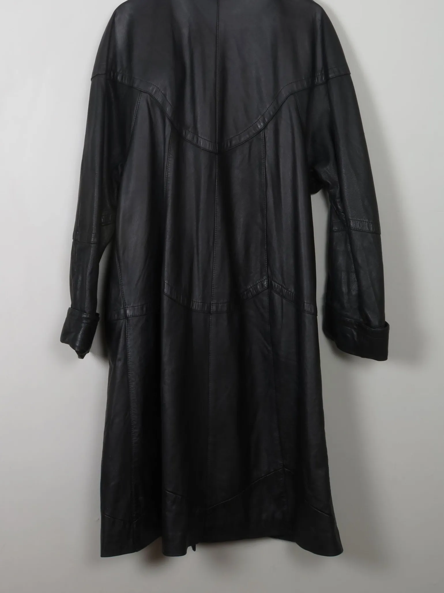 Women's Vintage Black Leather Coat XL