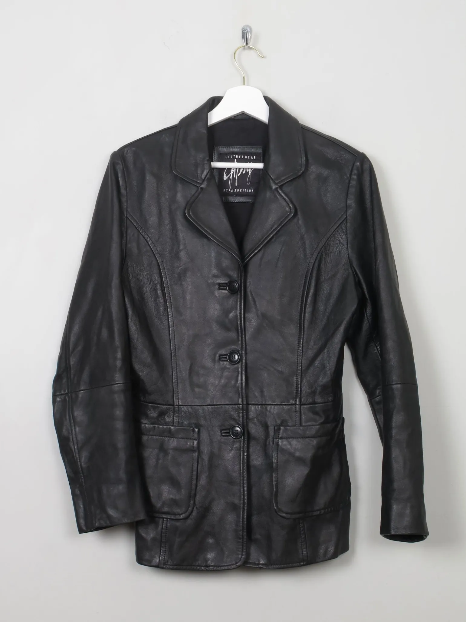 Women's Vintage Black Leather Jacket S