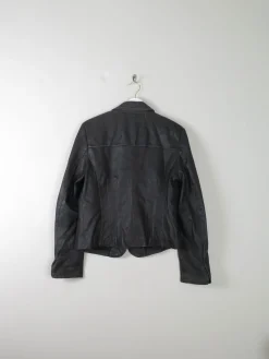 Women's Vintage Black Leather Jacket M
