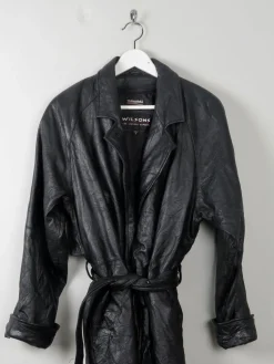 Women's Vintage Black Leather Short Coat M