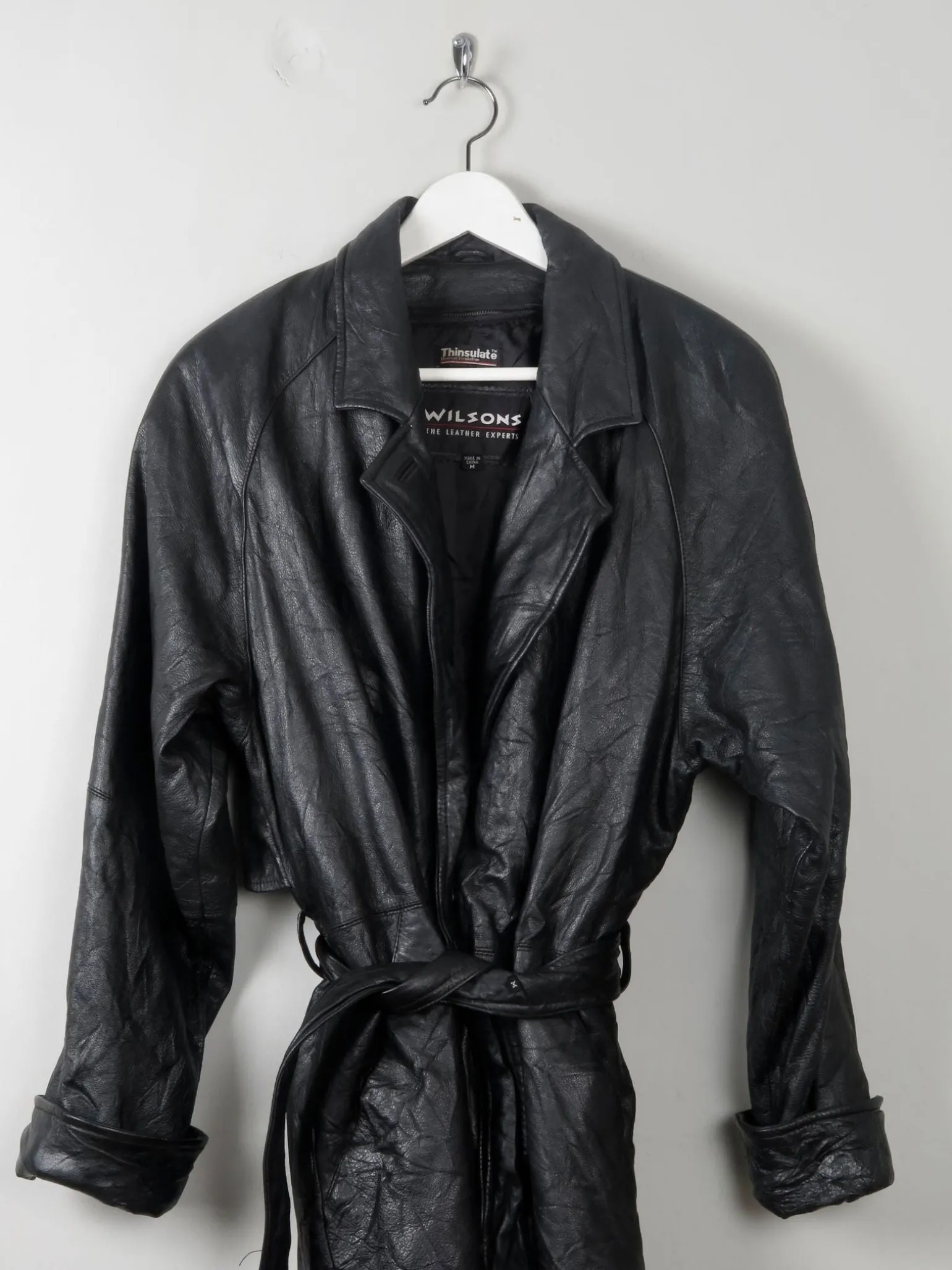Women's Vintage Black Leather Short Coat M