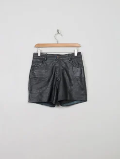 Women's Vintage Black Leather Shorts 29