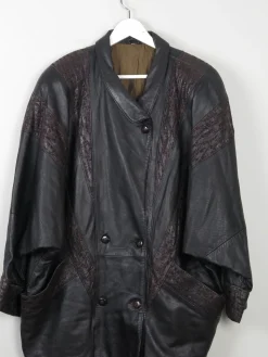Women's Vintage Black Leather 80s Jacket L
