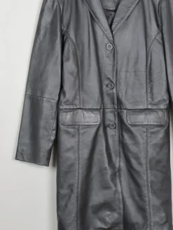 Women's Vintage Black Leather Short Coat M