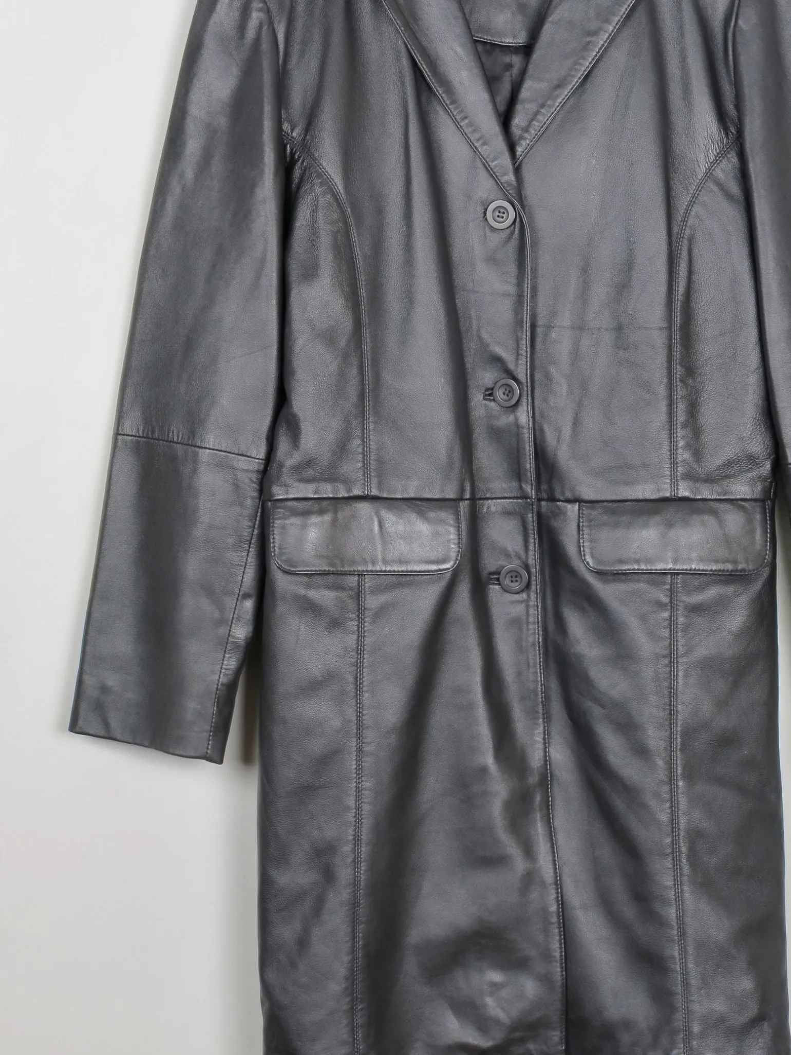 Women's Vintage Black Leather Short Coat M