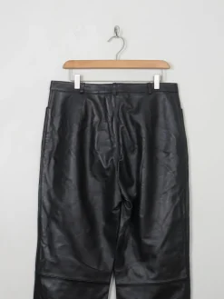 Women's Vintage Black Leather Trousers 33