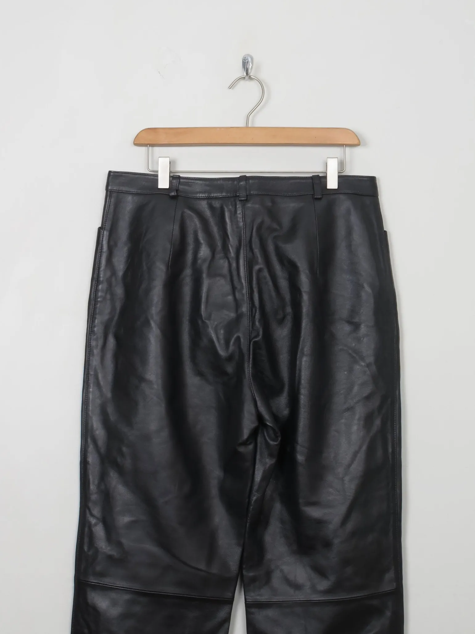 Women's Vintage Black Leather Trousers 33" W 30"L