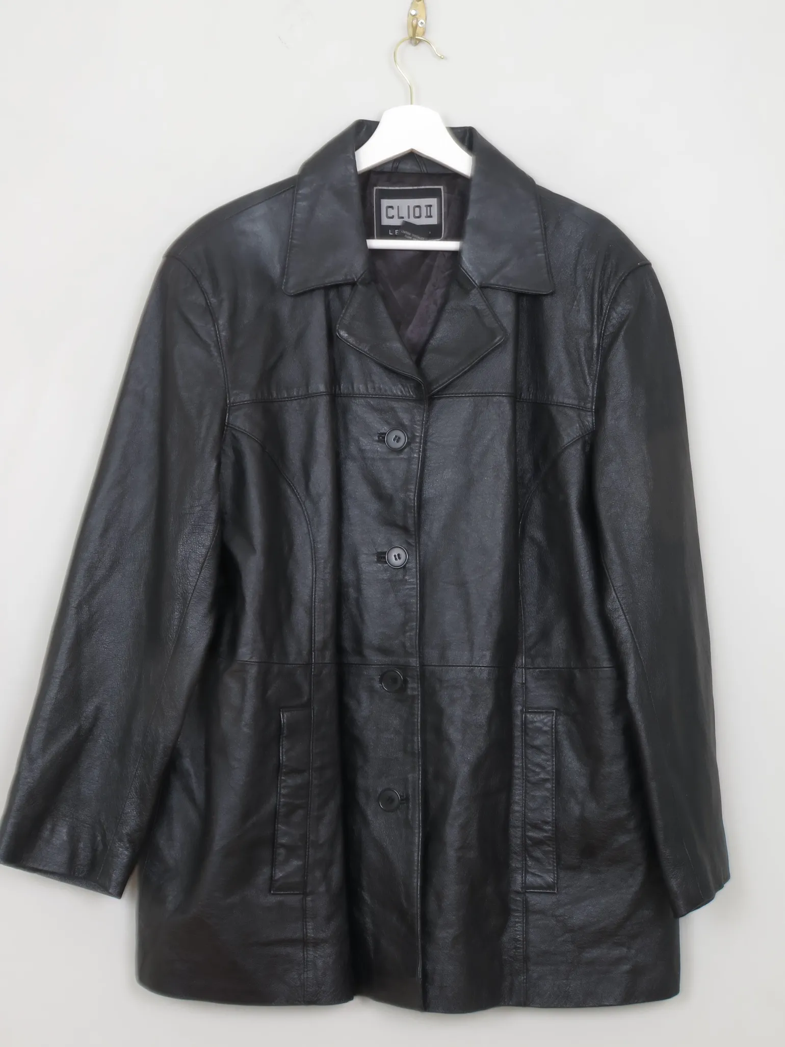 Women's Vintage Black Leather Jacket L/XL