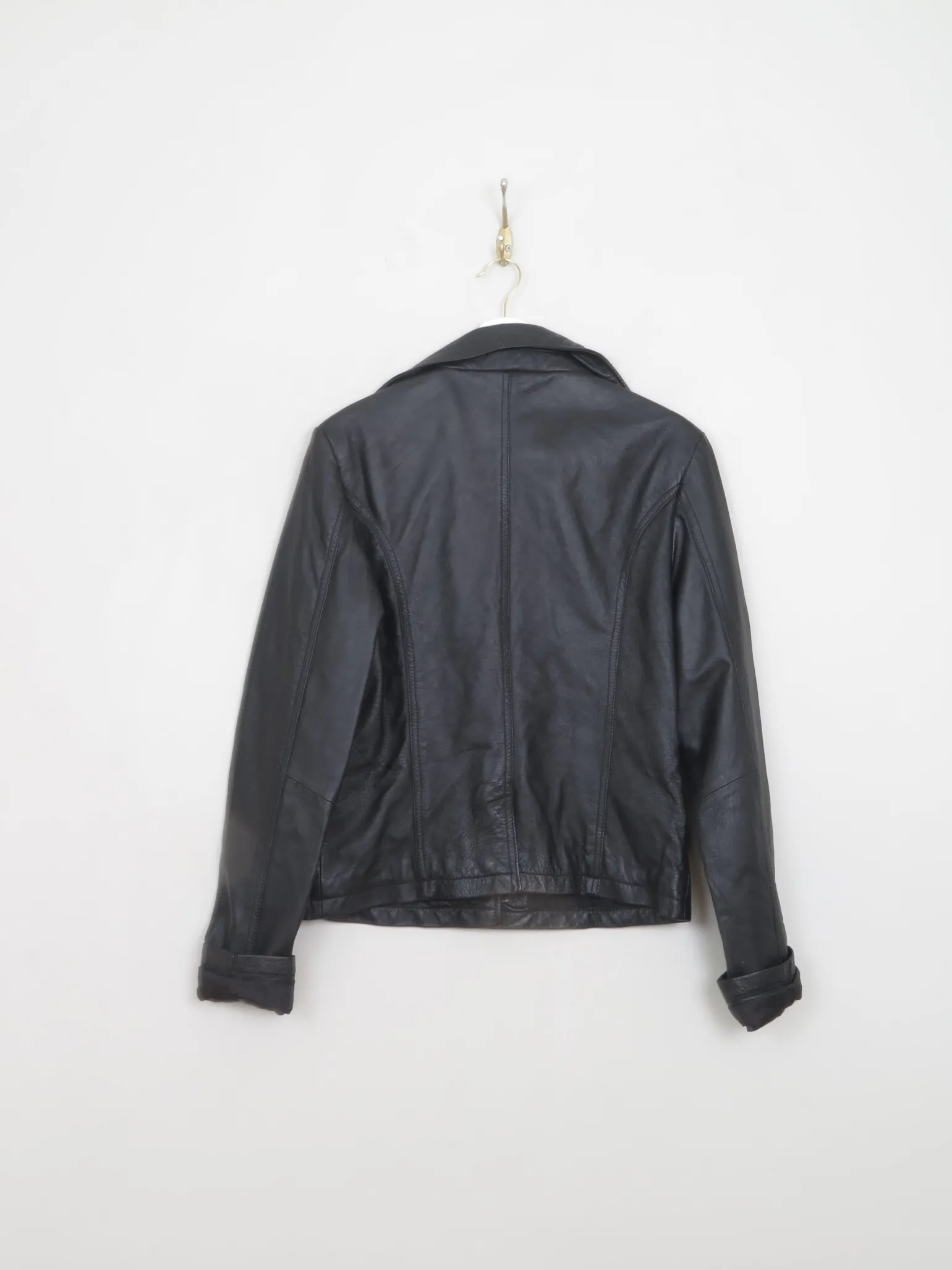 Women's Vintage Black Leather Jacket S/M