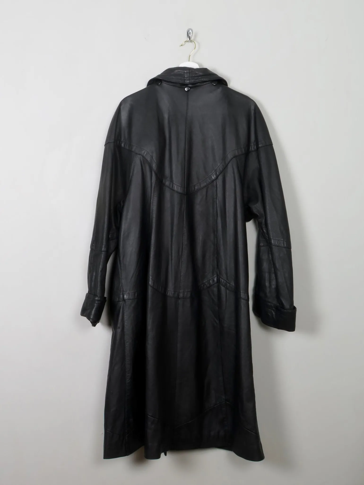 Women's Vintage Black Leather Coat XL