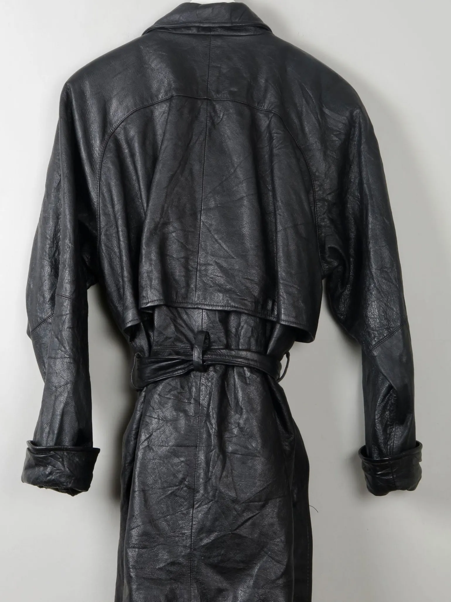 Women's Vintage Black Leather Short Coat M