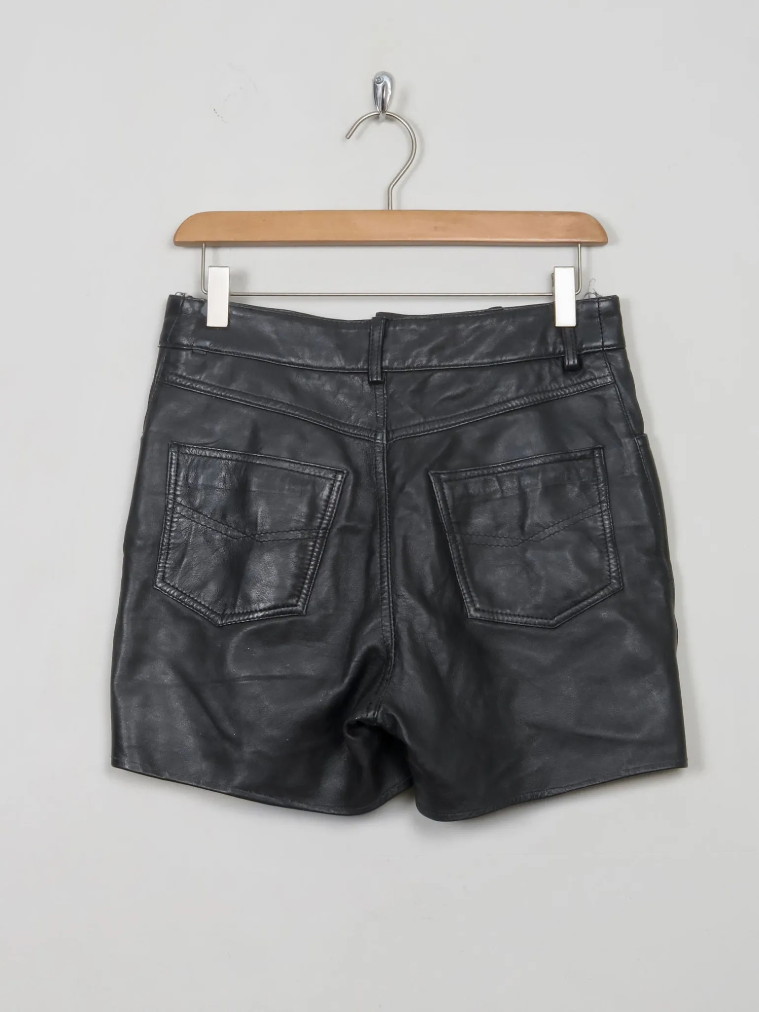Women's Vintage Black Leather Shorts 29" W
