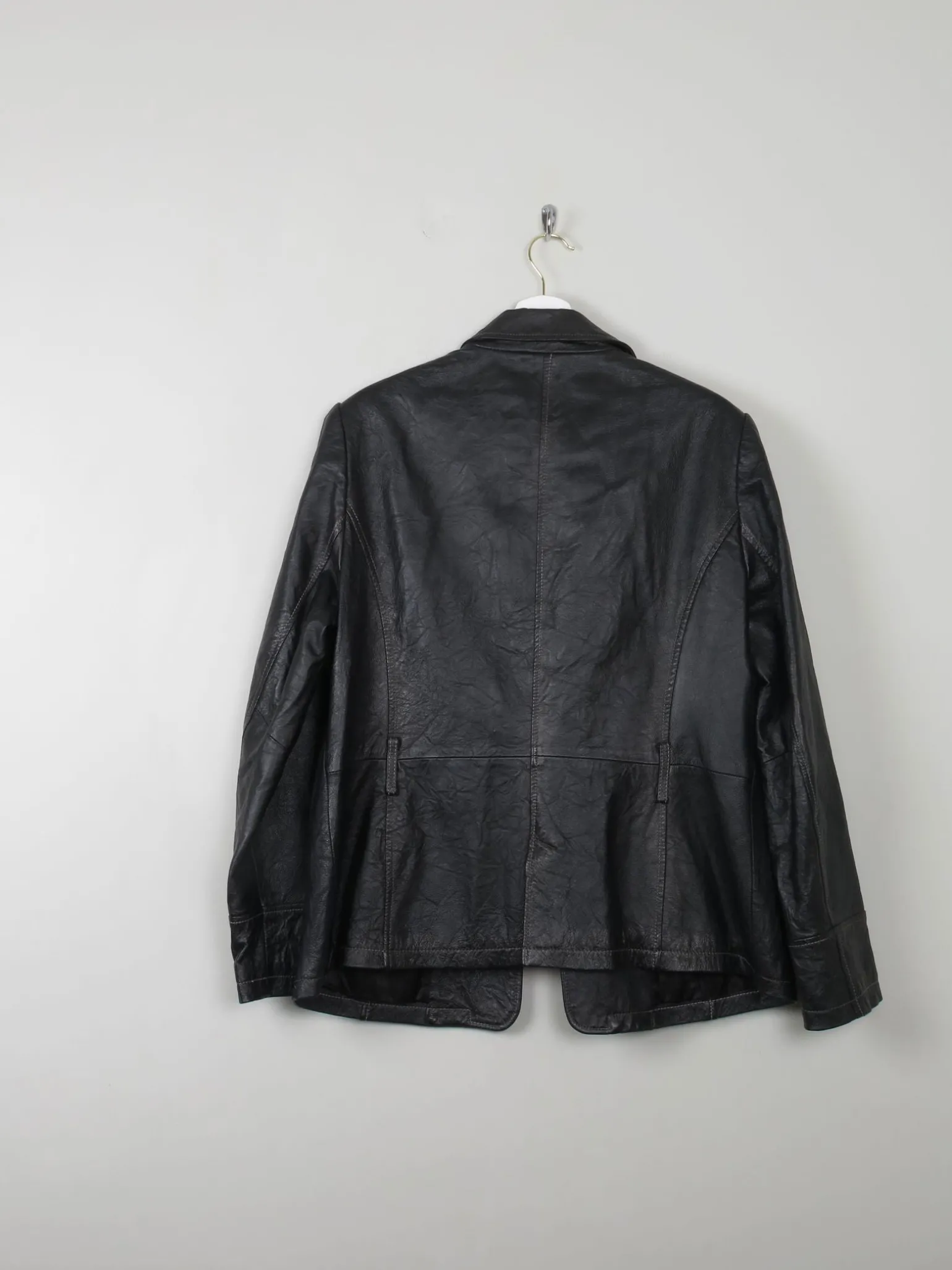 Women's Vintage Black Leather Jacket L/XL