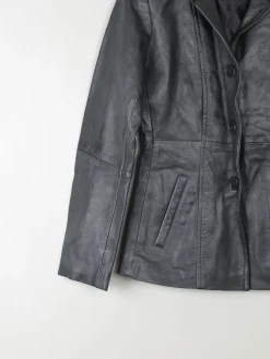 Women's Vintage Black Leather Jacket XS
