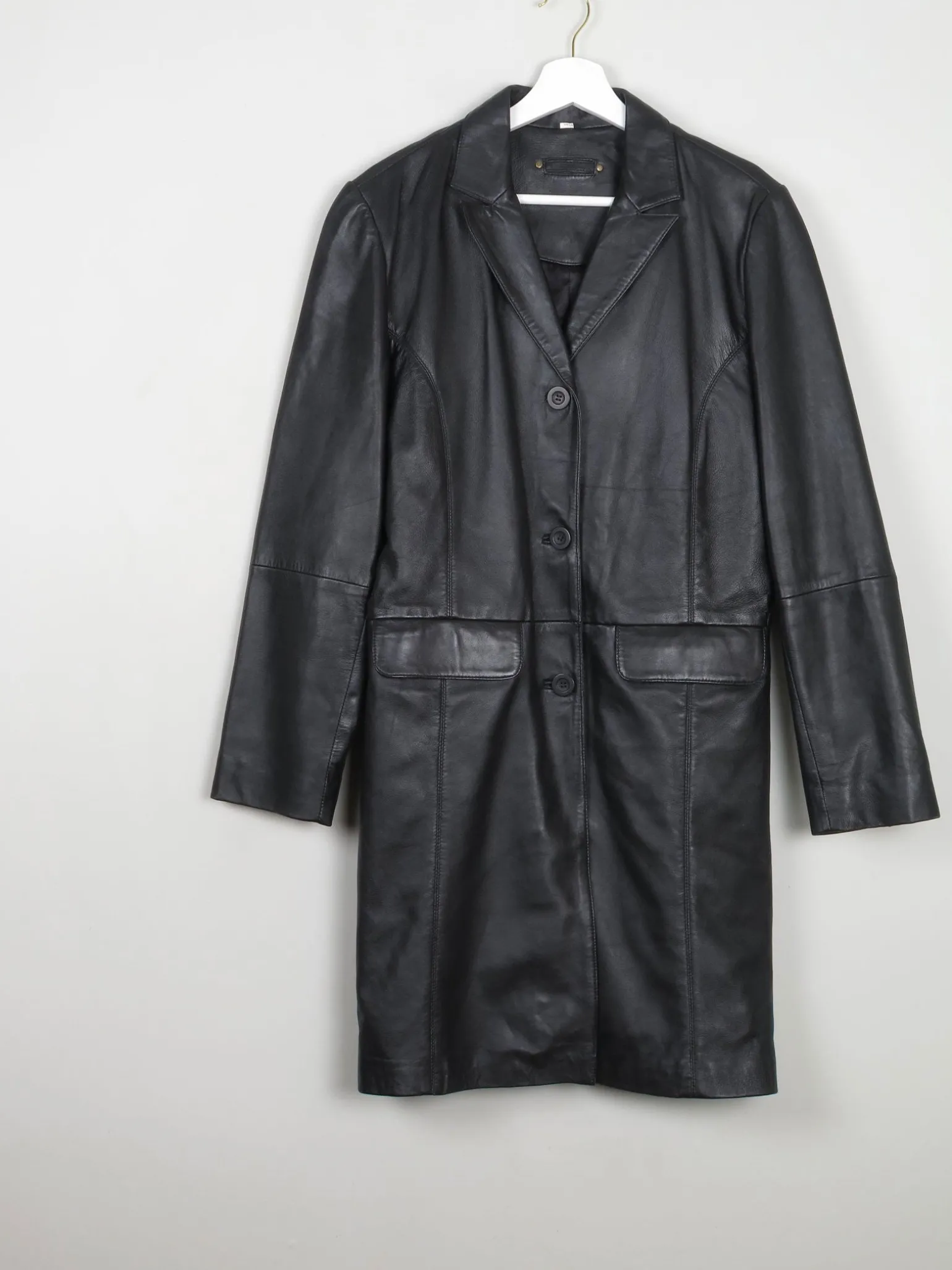 Women's Vintage Black Leather Short Coat M