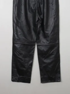Women's Vintage Black Leather Trousers 33