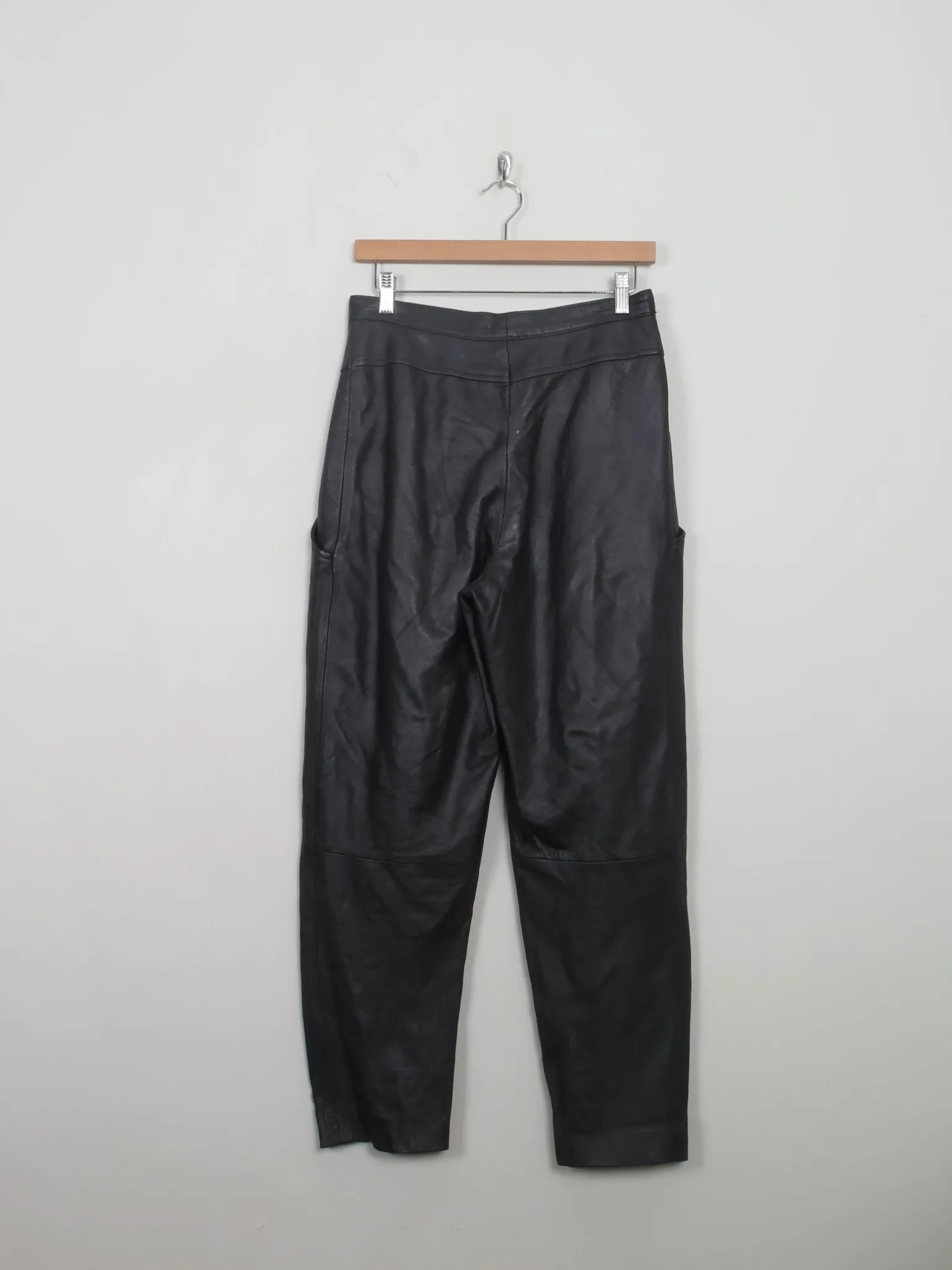 Women's Vintage Black Leather Trousers 30" W