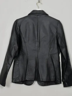 Women's Vintage Black Leather Fitted Jacket S