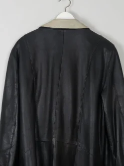 Women's Vintage Black Leather Coat L/XL