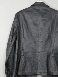 Women's Vintage Black Leather Jacket L/XL