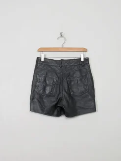 Women's Vintage Black Leather Shorts 29