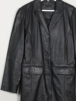 Women's Vintage Black Leather Short Coat M