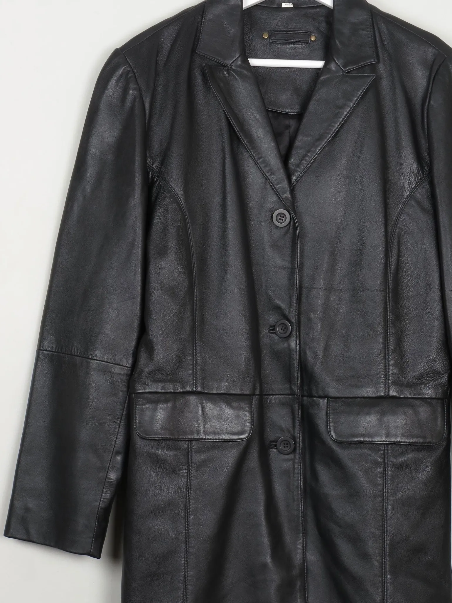Women's Vintage Black Leather Short Coat M