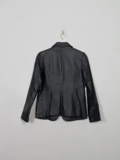 Women's Vintage Black Leather Fitted Jacket S