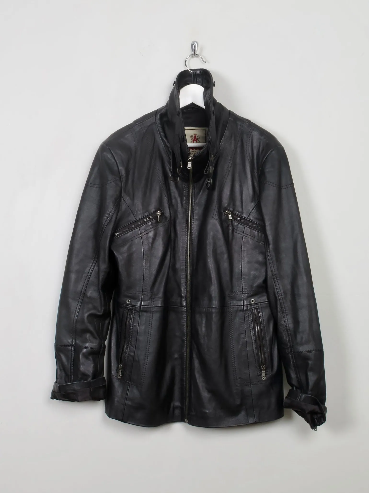 Women's Vintage Black Leather Jacket M/L