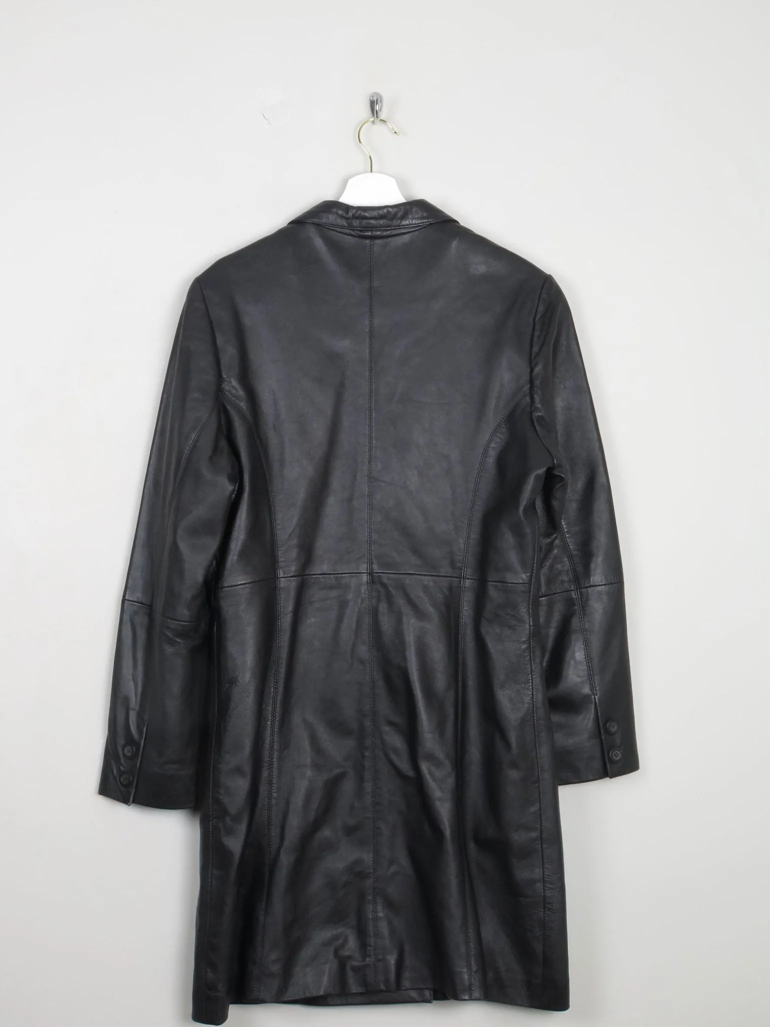 Women's Vintage Black Leather Short Coat M