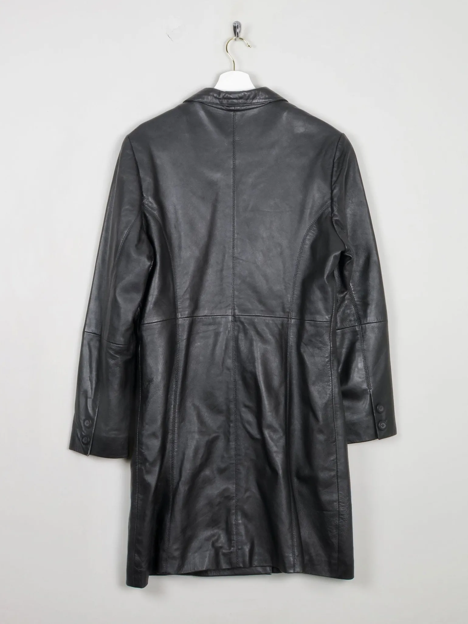Women's Vintage Black Leather Short Coat M
