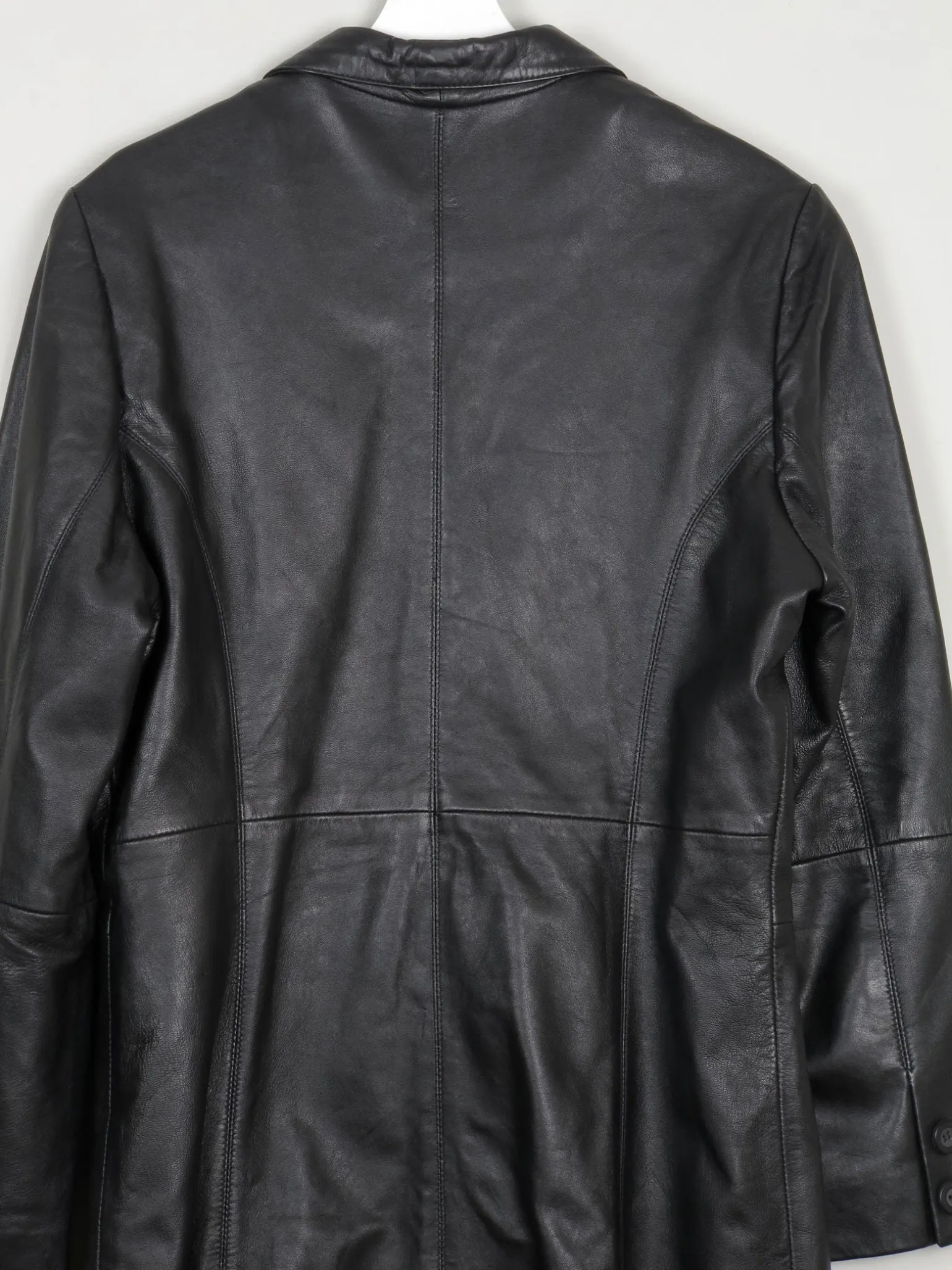 Women's Vintage Black Leather Short Coat M