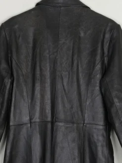 Women’s Vintage Black Leather Long Coat S