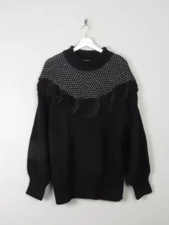 Women's Vintage Black Mohair & Lurex Jumper L/XL