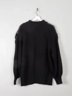 Women's Vintage Black Mohair & Lurex Jumper L/XL
