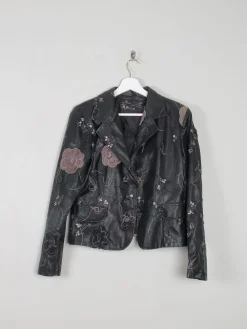 Women’s Vintage Black PU Leather Jacket M