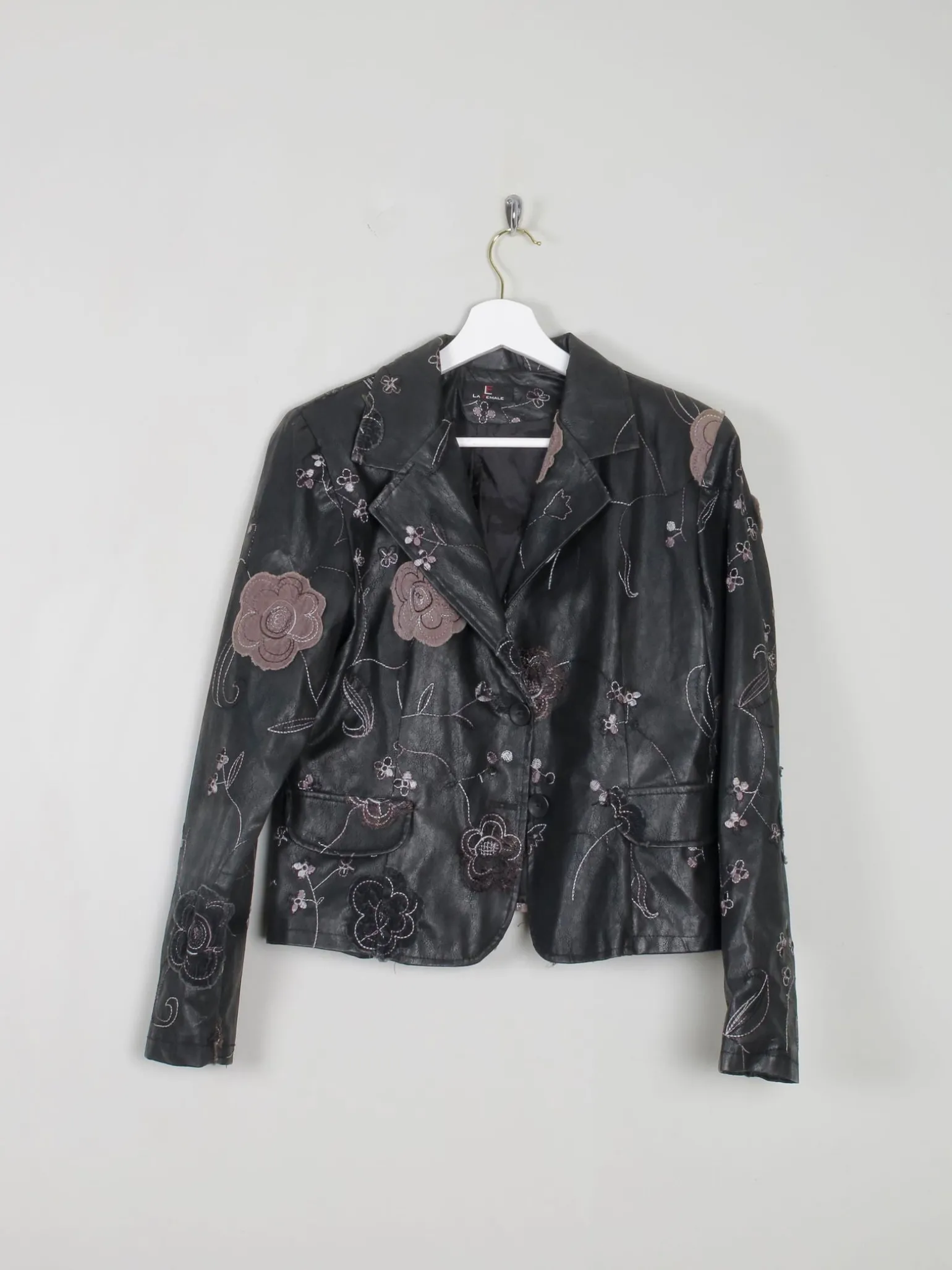 Women’s Vintage Black PU Leather Jacket M